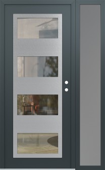 Diamond C2 48" x 80" anthracite/anthracite clear Glass Panel stainless steel LHI with Sidelite frosted Glass
