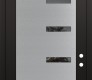 Modern Steel Front Door Diamond C8 36" x 96" black/black mirrored Glass Panel stainless steel LHI with Transom frosted Glass