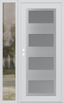 Diamond C2 48" x 80" white/white frosted Glass Panel stainless steel RHI with Sidelite clear Glass