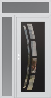 Diamond C12 52" x 96" white/white clear Glass Panel black RHI with Sidelite and Transom frosted Glass