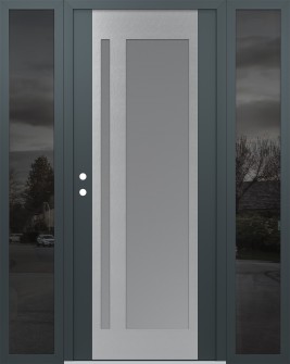 Diamond C15 60" x 80" anthracite/anthracite frosted Glass Panel stainless steel RHI with 2 Sidelites mirrored Glass