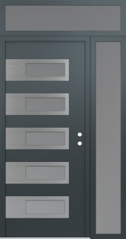 Diamond D3 50" x 96" anthracite/anthracite frosted Glass Panel stainless steel LHI with Sidelite and Transom frosted Glass