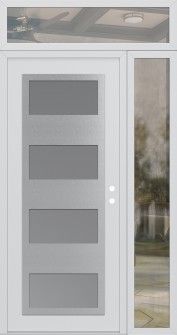Diamond C2 50" x 96" white/white frosted Glass Panel stainless steel LHI with Sidelite and Transom clear Glass