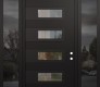 Diamond D3 60" x 96" black/black clear Glass Panel black LHI with 2 Sidelites and Transom mirrored Glass