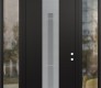 Modern Steel Front Door DIAMOND A3 64" X 96" BLACK/WHITE FROSTED GLASS PANEL STAINLESS STEEL LHI WITH 2 SIDELITES AND TRANSOM CLEAR GLASS