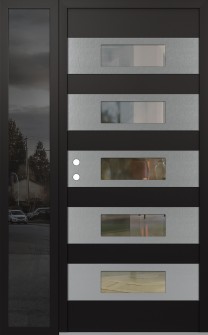 Diamond D5 50" x 80" black/black clear Glass Panel stainless steel RHI with Sidelite mirrored Glass