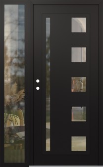 Diamond C3 50" x 80" black/black clear Glass Panel black RHI with Sidelite clear Glass