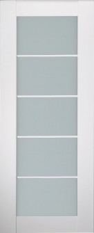 DOOR SLAB SMART PRO 5 LITE VETRO POLAR WHITE 30" X 80" X 1 3/4" TEMPERED FROSTED GLASS