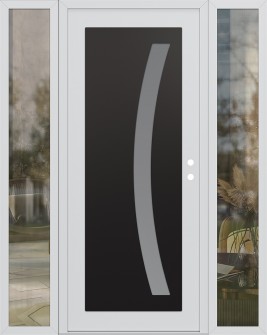 Diamond C4 60" x 80" white/white frosted Glass Panel black LHI with 2 Sidelites clear Glass