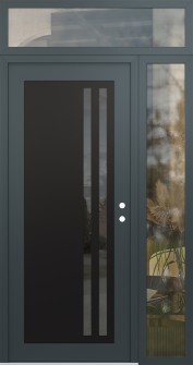 Diamond C6 50" x 96" anthracite/anthracite mirrored Glass Panel black LHI with Sidelite and Transom clear Glass