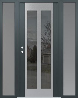 Diamond C14 68" x 80" anthracite/anthracite mirrored Glass Panel stainless steel RHI with 2 Sidelites frosted Glass