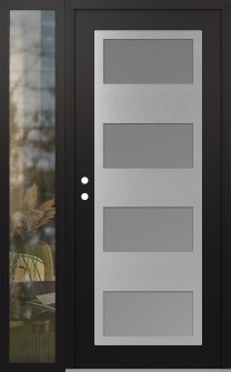 Diamond C2 50" x 80" black/white frosted Glass Panel stainless steel RHI with Sidelite clear Glass