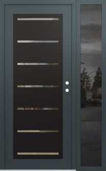 Diamond C11 52" x 80" anthracite/anthracite clear Glass Panel black LHI with Sidelite mirrored Glass