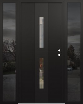 DIAMOND A6 64" X 80" BLACK/BLACK CLEAR GLASS PANEL BLACK LHI WITH 2 SIDELITES MIRRORED GLASS