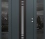 Modern Steel Front Door DIAMOND A5 68" X 80" ANTHRACITE/ANTHRACITE FROSTED GLASS PANEL BLACK LHI WITH 2 SIDELITES MIRRORED GLASS