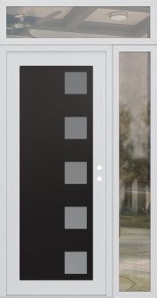 Diamond C5 50" x 96" white/white frosted Glass Panel black LHI with Sidelite and Transom clear Glass