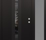 Modern Steel Front Door DIAMOND A4 48" X 80" BLACK/BLACK MIRRORED GLASS PANEL BLACK LHI WITH SIDELITE FROSTED GLASS