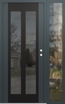 Diamond C14 50" x 80" anthracite/anthracite mirrored Glass Panel black LHI with Sidelite clear Glass