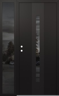 DIAMOND A3 50" X 80" BLACK/BLACK MIRRORED GLASS PANEL BLACK RHI WITH SIDELITE MIRRORED GLASS