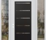 Modern Steel Front Door Diamond C11 68" x 96" white/white clear Glass Panel black RHI with 2 Sidelites and Transom clear Glass