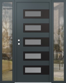 Diamond D3 64" x 80" anthracite/anthracite frosted Glass Panel black RHI with 2 Sidelites clear Glass