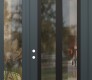Modern Steel Front Door Diamond C14 52" x 96" anthracite/anthracite clear Glass Panel black RHI with Sidelite and Transom clear Glass