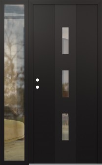 DIAMOND A7 48" X 80" BLACK/BLACK CLEAR GLASS PANEL BLACK RHI WITH SIDELITE CLEAR GLASS