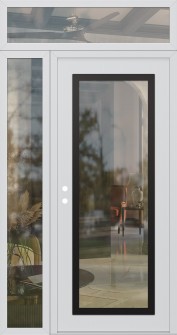 Diamond C1 50" x 96" white/white clear Glass Panel black RHI with Sidelite and Transom clear Glass