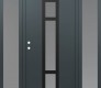 Modern Steel Front Door DIAMOND A9 68" X 80" ANTHRACITE/ANTHRACITE FROSTED GLASS PANEL BLACK RHI WITH 2 SIDELITES FROSTED GLASS