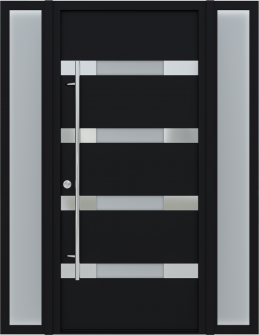 MODERN FRONT STEEL DOOR AURA BLACK/WHITE 61 1/16" X 81 11/16" RHI + SIDEITE LEFT/RIGHT