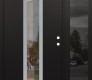 Modern Steel Front Door DIAMOND A11 50" X 80" BLACK/BLACK CLEAR GLASS PANEL STAINLESS STEEL LHI WITH SIDELITE MIRRORED GLASS