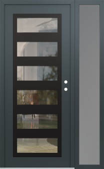 Diamond C9 50" x 80" anthracite/anthracite clear Glass Panel black LHI with Sidelite frosted Glass