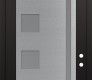 Modern Steel Front Door Diamond C3 36" x 96" black/white frosted Glass Panel stainless steel LHI with Transom frosted Glass