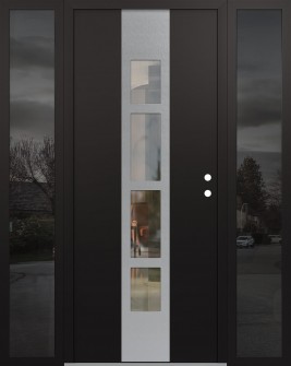 DIAMOND A10 68" X 80" BLACK/BLACK CLEAR GLASS PANEL STAINLESS STEEL LHI WITH 2 SIDELITES MIRRORED GLASS