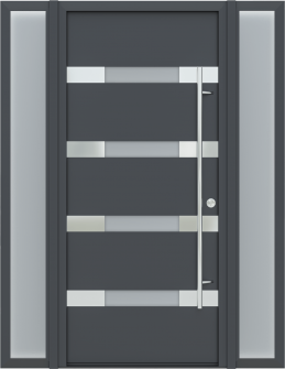 MODERN FRONT STEEL DOOR WITH SIDELITES AURA ANTRACIT/WHITE 61 1/16" X 81 11/16" LHI
