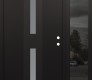 Modern Steel Front Door DIAMOND A6 50" X 80" BLACK/WHITE FROSTED GLASS PANEL BLACK LHI WITH SIDELITE MIRRORED GLASS