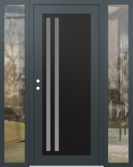 Diamond C6 68" x 80" anthracite/anthracite frosted Glass Panel black RHI with 2 Sidelites clear Glass