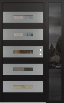 Diamond D9 52" x 80" black/black clear Glass Panel stainless steel LHI with Sidelite mirrored Glass