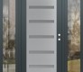 Modern Steel Front Door Diamond C7 60" x 80" anthracite/anthracite frosted Glass Panel stainless steel LHI with 2 Sidelites clear Glass