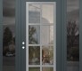 Modern Steel Front Door Diamond C16 60" x 96" anthracite/anthracite clear Glass Panel stainless steel RHI with 2 Sidelites and Transom mirrored Glass