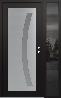 Diamond C4 48" x 80" black/white frosted Glass Panel stainless steel LHI with Sidelite mirrored Glass