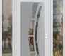 Modern Steel Front Door Diamond C12 64" x 96" white/white clear Glass Panel stainless steel LHI with 2 Sidelites and Transom clear Glass