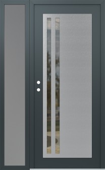 Diamond C6 52" x 80" anthracite/anthracite clear Glass Panel stainless steel RHI with Sidelite frosted Glass