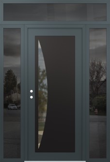 Diamond C13 60" x 96" anthracite/anthracite clear Glass Panel black RHI with 2 Sidelites and Transom mirrored Glass