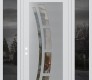 Modern Steel Front Door Diamond C12 68" x 96" white/white clear Glass Panel stainless steel RHI with 2 Sidelites and Transom mirrored Glass