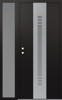 DIAMOND A5 52" X 80" BLACK/WHITE FROSTED GLASS PANEL STAINLESS STEEL RHI WITH SIDELITE FROSTED GLASS