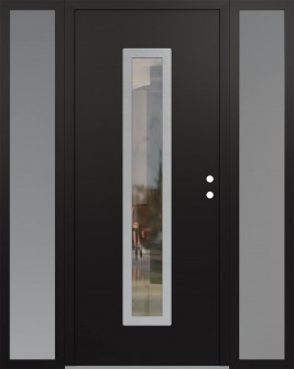 DIAMOND A11 68" X 80" BLACK/BLACK CLEAR GLASS PANEL STAINLESS STEEL LHI WITH 2 SIDELITES FROSTED GLASS