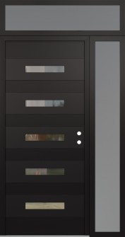 Diamond D9 48" x 96" black/black clear Glass Panel black LHI with Sidelite and Transom frosted Glass