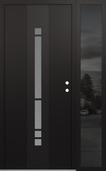 DIAMOND A3 48" X 80" BLACK/WHITE FROSTED GLASS PANEL BLACK LHI WITH SIDELITE MIRRORED GLASS