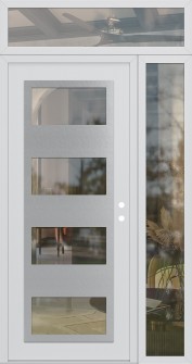 Diamond C2 48" x 96" white/white clear Glass Panel stainless steel LHI with Sidelite and Transom clear Glass